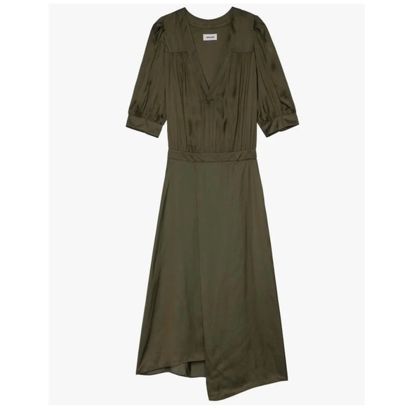 Zadig & Voltaire | Lightweight Satin Wrap Skirt Ralia Midi Dress Bronze | S - Picture 6 of 16
